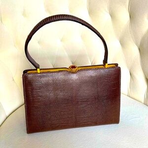 Vintage Lizard Skin Top Handle Bag